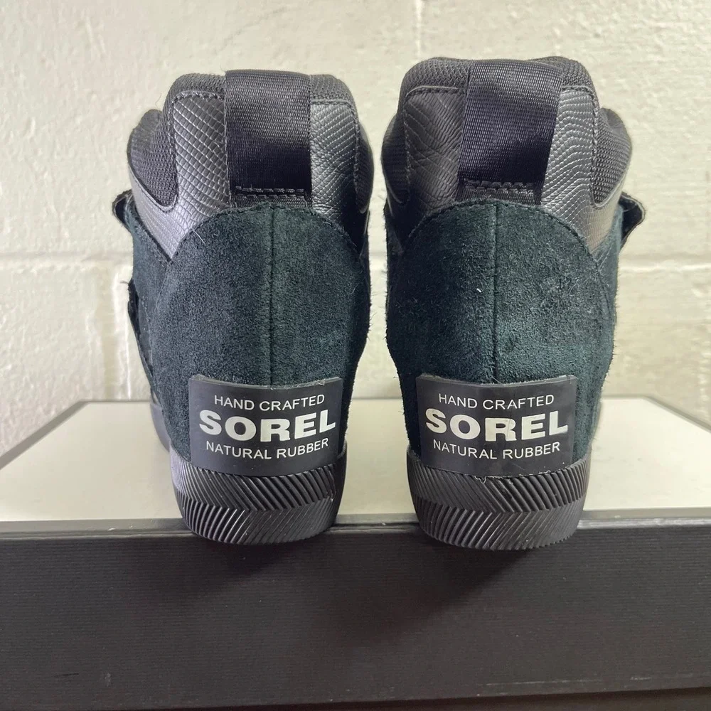 Sorel Out N About Black Sport Wedge Boots Shoes NL4928-010‎ Lace up Women's 7.5